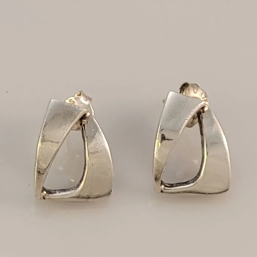 Sterling Contemporary Rounded Geometric Post Earrings